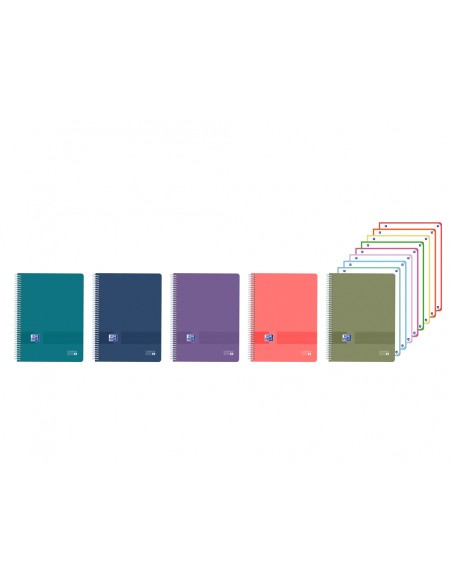 Cuaderno espiral oxford europeanbook 8 live&go tapa plastico din a4+ 160 hojas cuadro 5 mm colores surtidos