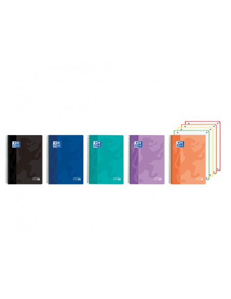 Cuaderno espiral oxford europeanbook 4 classic tapa plastico din a5+ 120 hojas cuadro 5 mm colores vivos