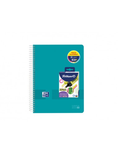 Cuaderno espiral oxford europeanbook 8 tapa polipropileno live&go din a4+ 120h cuadro 5 mm + pack 4
