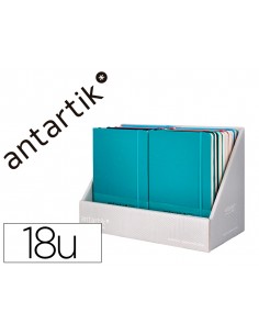 Cuaderno con gomilla antartik note tapa blanda expositor de 18 unidades surtidas