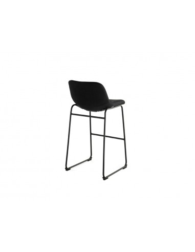 Taburete alto rocada con asiento y respaldo bajo tapizado tela ignifuga base metalica acero color negro