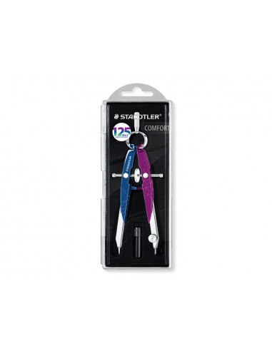 Compas staedtler micrometrico mars 556 azul/lila con husillo y rueda central