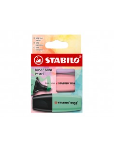 Rotulador stabilo boss fluorescente mini pastel estuche de 3 unidades colores surtidos