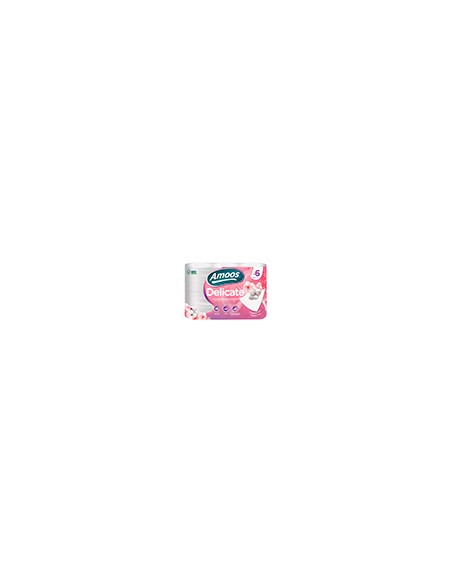 Papel higienico amoos delicate 3 capas color blanco paquete de 6 rollos 20 m