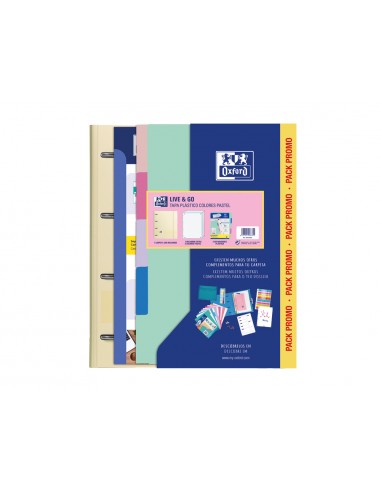 Pack carpeta con recambio oxford ebinder l&g pastel + recambio 4 anillas 80 h + juego 5 separadores