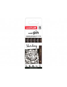 Rotulador uniball pin sketching color negro blister de 5 unidades