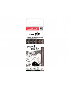 Rotulador uniball pin manga shojo color negro blister de 5 unidades