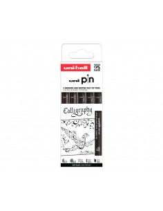 Rotulador uniball pin caligrafico color negro blister de 5 unidades