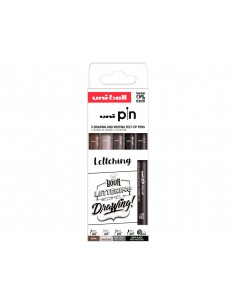 Rotulador uniball pin lettering blister de 5 unidades colores surtidos