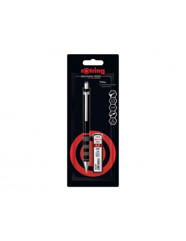 Set portaminas rotring tikky 0,5 mm color negro + 12 minas hb