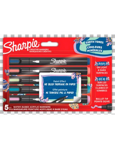 Rotulador sharpie acrilico earth tones blister de 5 unidades colores surtidos
