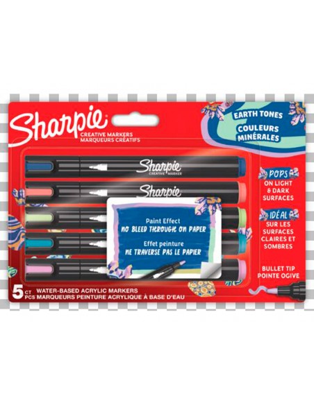 Rotulador sharpie acrilico earth tones blister de 5 unidades colores surtidos