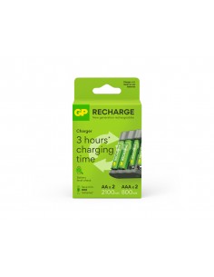 Cargador de pilas recargables gp usb aa /aaa + 2x aa 2100 mah + 2x aaa 800 mah