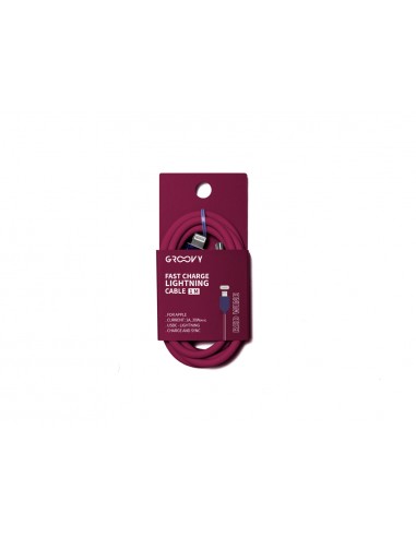 Cable groovy tipo c a apple lightning carga rapida longitud 1 mt color rojo