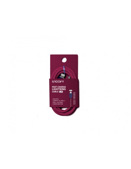 Cable groovy tipo c a apple lightning carga rapida longitud 1 mt color rojo
