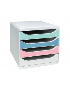 Fichero cajones de sobremesa exacompta autentik din a4+ plastico reciclado 4 cajones colores surtidos