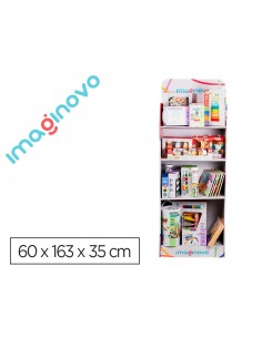 Expositor imaginovo juegos infantiles de suelo carton con 28 juegos y 22 puzles surtidos 60x163x35cm