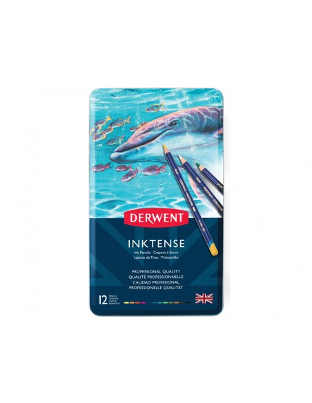 Lapices de colores derwent inktense acuarelable caja metalica de 12 unidades colores surtidos