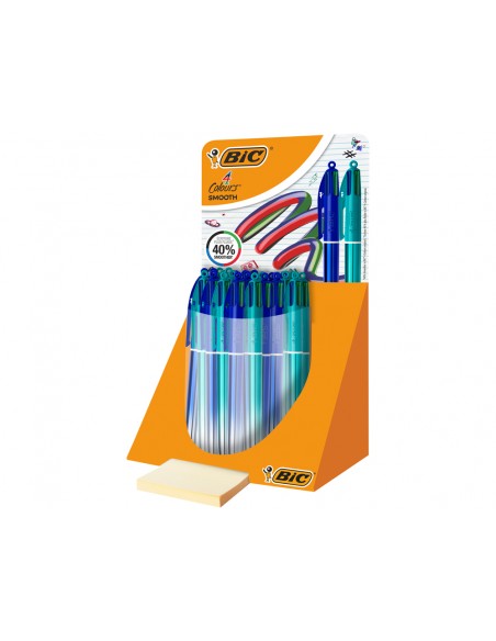 Boligrafo bic cuatro colores smooth gradiente expositor de 30 unidades colores surtidos