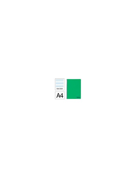 Cuaderno espiral liderpapel a4 wonder tapa plastico 80h 90gr pauta ancha 3,5mm con margen color verde oscuro