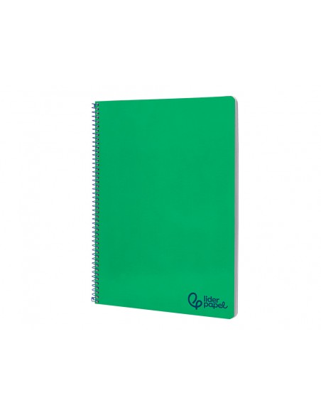 Cuaderno espiral liderpapel a4 wonder tapa plastico 80h 90gr pauta ancha 3,5mm con margen color verde oscuro