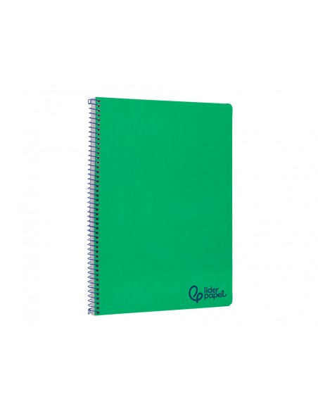Cuaderno espiral liderpapel a4 wonder tapa plastico 80h 90gr pauta ancha 3,5mm con margen color verde oscuro