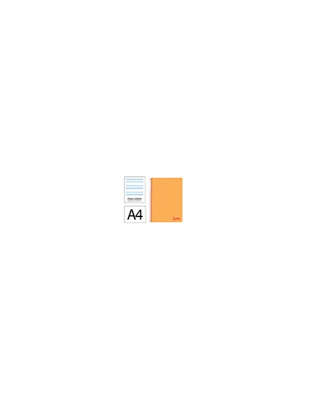 Cuaderno espiral liderpapel a4 wonder tapa plastico 80h 90gr pauta ancha 3,5mm con margen color naranja