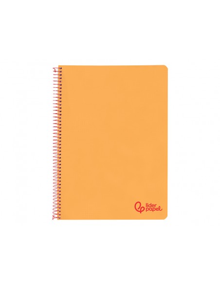 Cuaderno espiral liderpapel a4 wonder tapa plastico 80h 90gr pauta ancha 3,5mm con margen color naranja