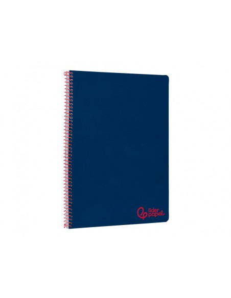 Cuaderno espiral liderpapel a4 wonder tapa plastico 80h 90gr pauta ancha 3,5mm con margen color azul marino