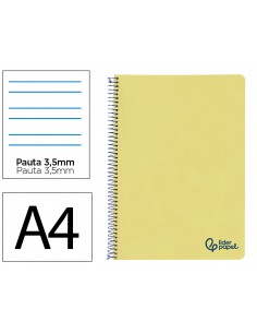 Cuaderno espiral liderpapel a4 wonder tapa plastico 80h 90gr pauta ancha 3,5mm con margen color amarillo