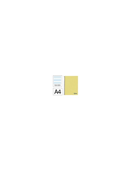 Cuaderno espiral liderpapel a4 wonder tapa plastico 80h 90gr pauta ancha 3,5mm con margen color amarillo