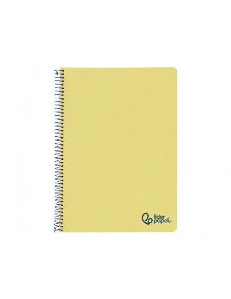 Cuaderno espiral liderpapel a4 wonder tapa plastico 80h 90gr pauta ancha 3,5mm con margen color amarillo