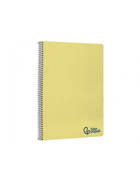 Cuaderno espiral liderpapel a4 wonder tapa plastico 80h 90gr pauta ancha 3,5mm con margen color amarillo