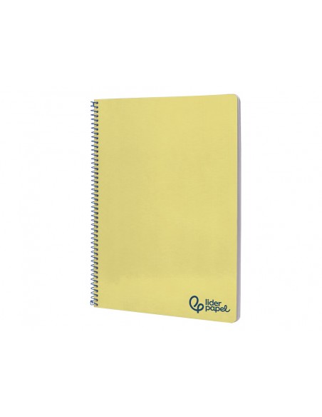 Cuaderno espiral liderpapel a4 wonder tapa plastico 80h 90gr pauta ancha 3,5mm con margen color amarillo