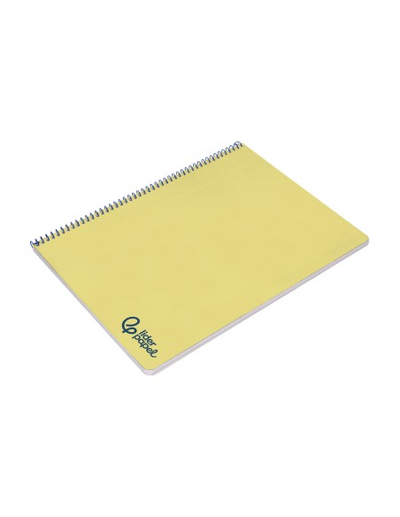 Cuaderno espiral liderpapel a4 wonder tapa plastico 80h 90gr pauta ancha 3,5mm con margen color amarillo