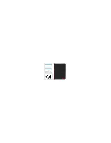 Cuaderno espiral liderpapel a4 wonder tapa plastico 80h 90gr pauta estrecha 2,5mm con margen color negro