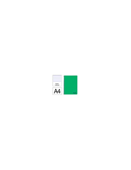 Cuaderno espiral liderpapel a4 wonder tapa plastico 80h 90gr rayado horizontal con margen color verde oscuro