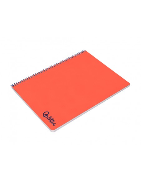 Cuaderno espiral liderpapel a4 wonder tapa plastico 80h 90gr rayado horizontal con margen color rojo