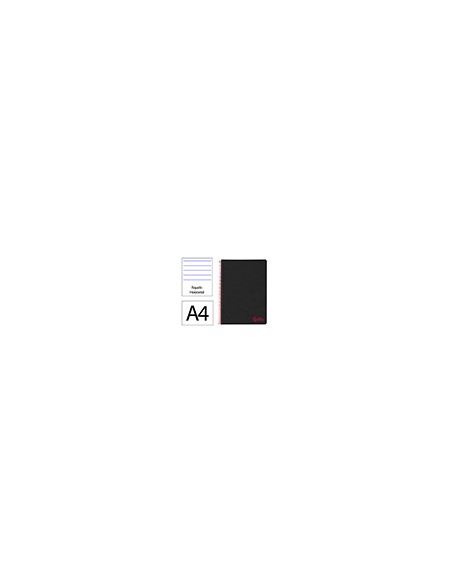 Cuaderno espiral liderpapel a4 wonder tapa plastico 80h 90gr rayado horizontal con margen color negro