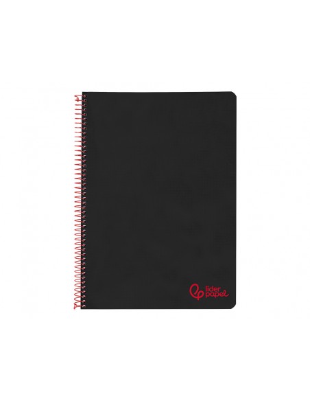 Cuaderno espiral liderpapel a4 wonder tapa plastico 80h 90gr rayado horizontal con margen color negro