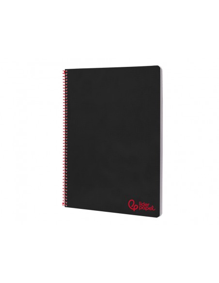 Cuaderno espiral liderpapel a4 wonder tapa plastico 80h 90gr rayado horizontal con margen color negro
