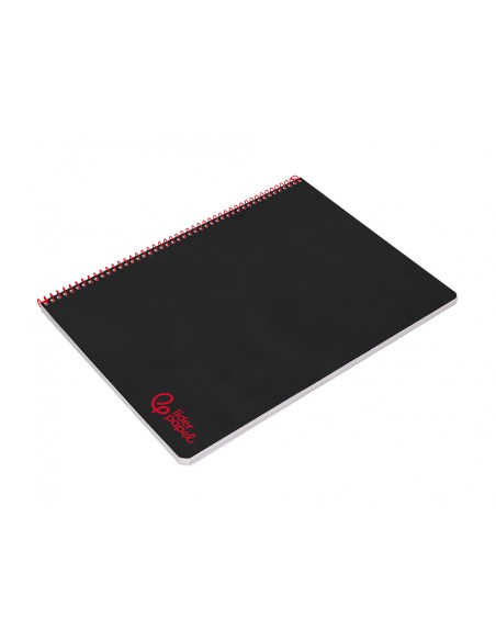 Cuaderno espiral liderpapel a4 wonder tapa plastico 80h 90gr rayado horizontal con margen color negro