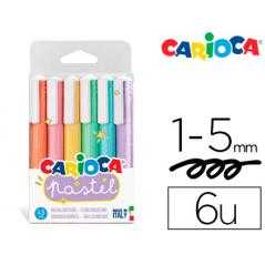 Rotulador carioca fluorescente pastel blister de 6 colores surtidos - Imagen 1