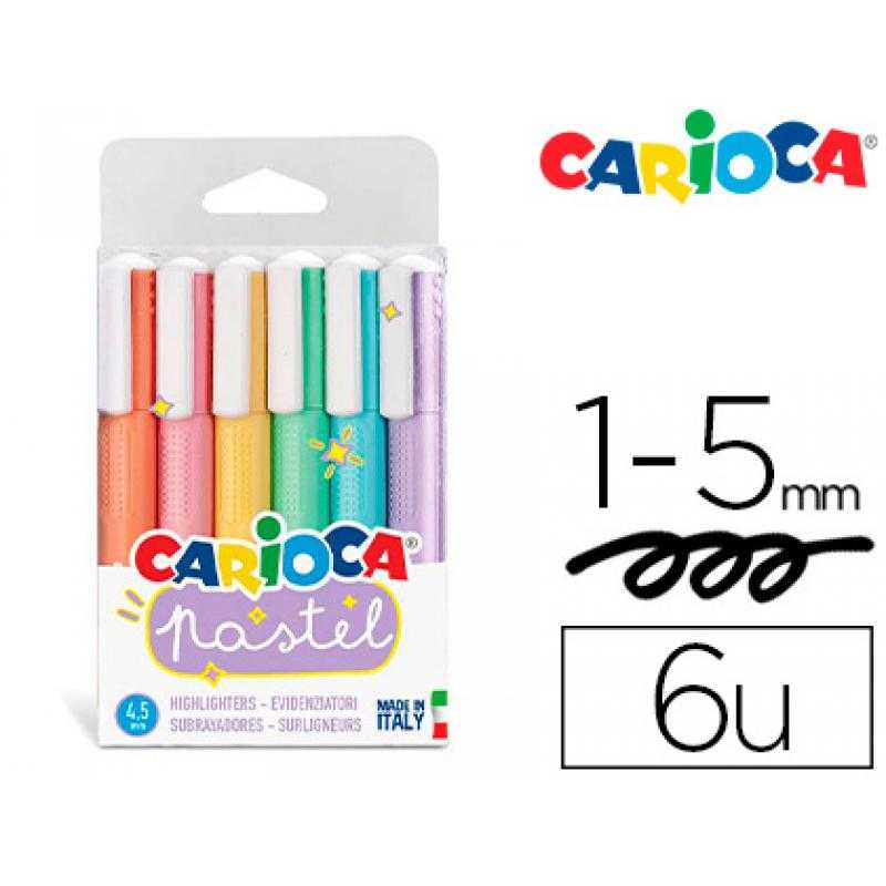 Rotulador carioca fluorescente pastel blister de 6 colores surtidos - Imagen 1