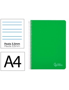 Cuaderno espiral liderpapel a4 witty tapa dura 80h 90gr pauta 3,5mm con margen color verde