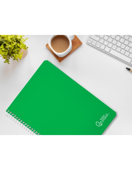 Cuaderno espiral liderpapel a4 witty tapa dura 80h 90gr pauta 3,5mm con margen color verde