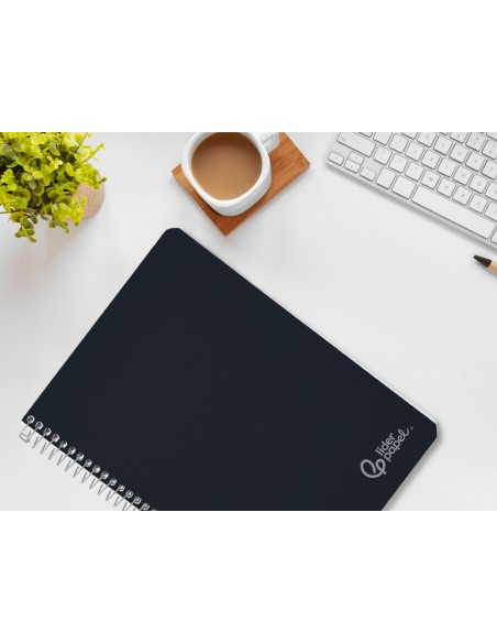 Cuaderno espiral liderpapel a4 witty tapa dura 80h 90gr pauta 3,5mm con margen color negro