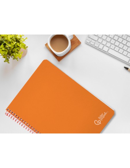 Cuaderno espiral liderpapel a4 witty tapa dura 80h 90gr pauta 3,5mm con margen color naranja