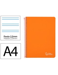 Cuaderno espiral liderpapel a4 witty tapa dura 80h 90gr pauta 2,5mm con margen color naranja