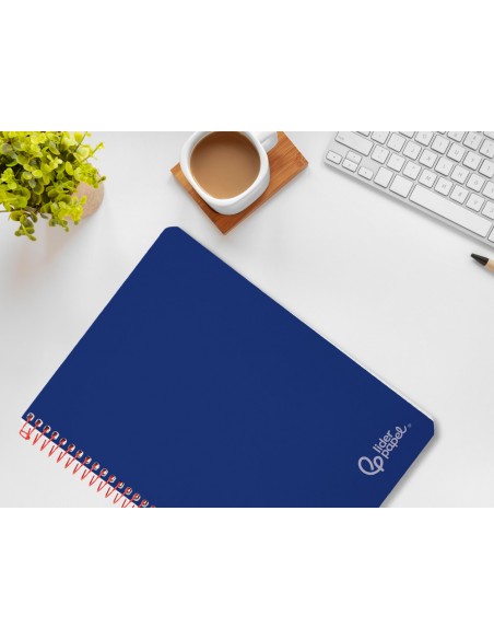 Cuaderno espiral liderpapel din a4 witty tapa dura 80h 90gr pauta 2,5mm con margen color azul oscuro